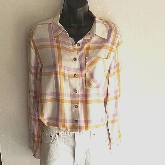 C&C California Tops - C&C California Pastal Plaid Button Down Top